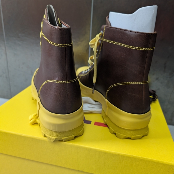Camper Lace-Up Traktori Leather Lug Sole Boots in Brown and Yellow - Picture 10 of 10